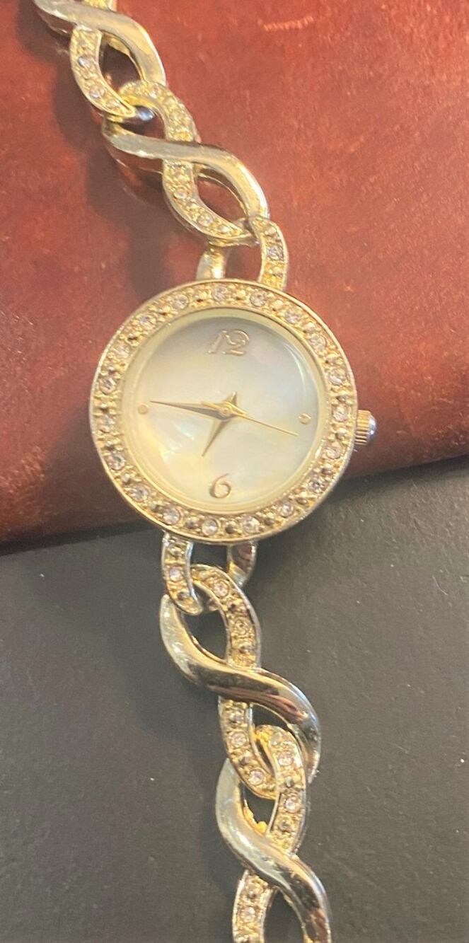 Women's 23mm Gold Tone Dress Watch, Crystal Accents, MOP Face